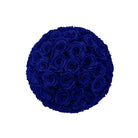 Round bouquet of blue roses on a white background